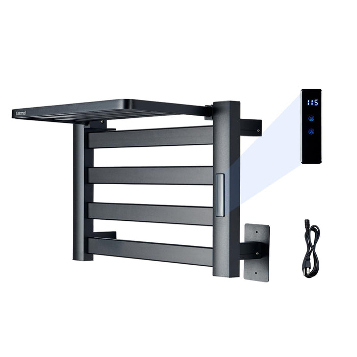 LANMEL 2 in 1 Towel Warmer Rack & Towel Rack Wall, 4 Bars Electric Wall Mounted Heated Towel Racks for Bathroom, 24H Time Setting and Temperature Control Heated Drying Rack
