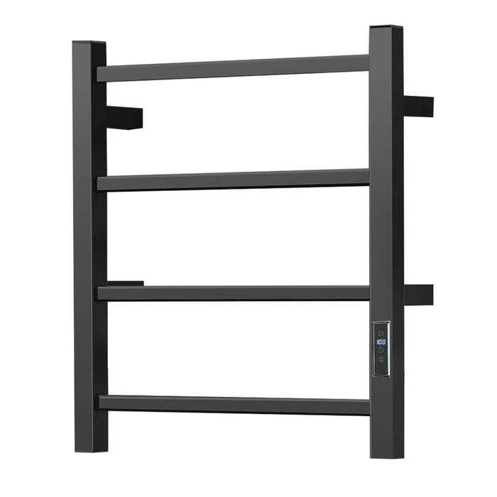 SHARNDY Towel Warmer with Built-in Timer for Bathroom Wall Mounted Bath Towel Heater Plug-in Electric Heated Towel Rack Black