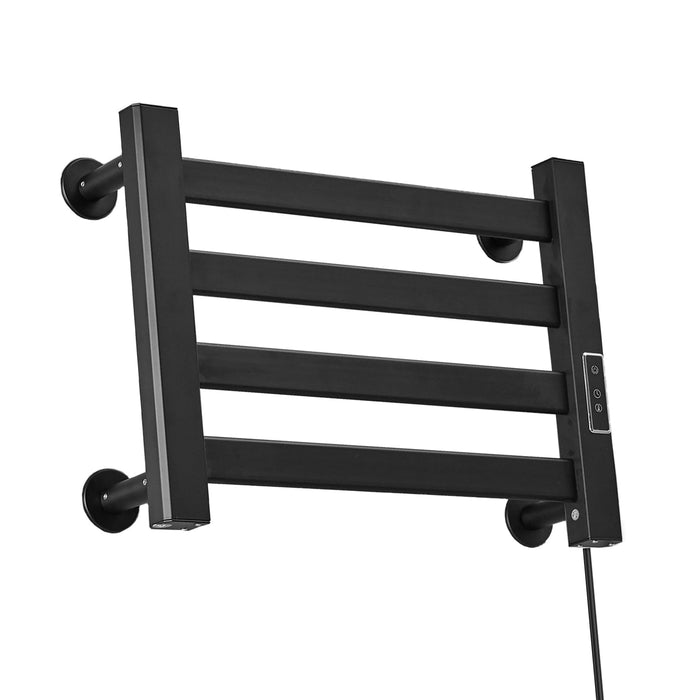 Towel Warmer Rack, Heated Towel Rack for Bathroom,Wall-Mounted Plug (Not Hardwired), Aluminum Alloy, with Timer and Temperature Adjustment, Overheat Protection Function(Small Black)