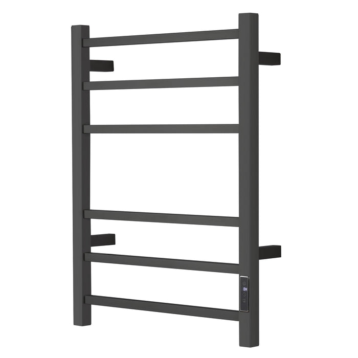 SHARNDY Electric Towel Warmer with Built-in Timer - Wall Mounted Bathroom Heated Towel Rack, Plug-in Design & Brushed Stainless Steel Finish Black