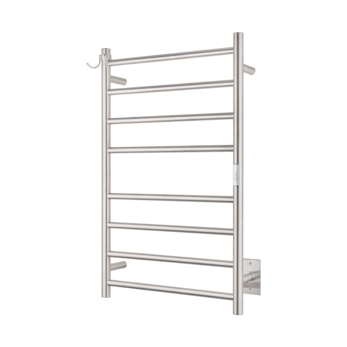 NORTTA Wall Mounted Towel Warmer 8 Bars with Plug-in and Hardwired Options 3 Working Modes Brushed Stainless Steel 21” W 34” H