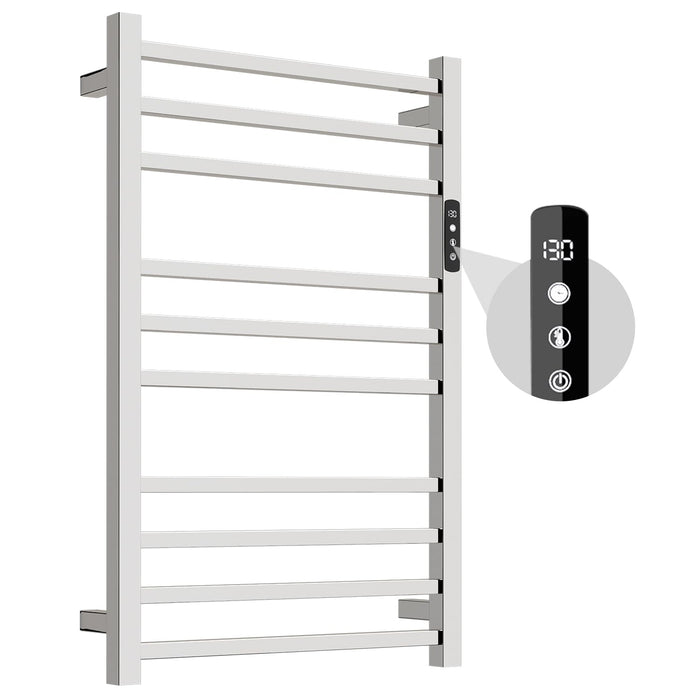Colliford Towel Warmer,304 Stainless Steel Compact Towel Warmer Rack for Bathroom -10 Bars Wall Mounted Towel Heater with Intelligent Touch Screen Timer, Hard Wired/Plug-in, (Compact Design)