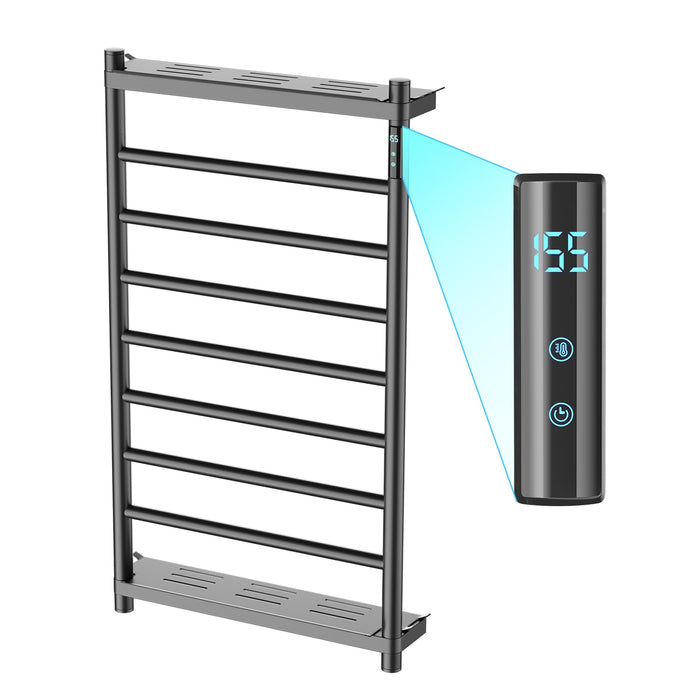 RemixOri 7 Bars Electric Towel Warmer Rack with 2 Removable Storage Layers, Wall Mounted Heated Towel Rack Built-in Timer Temperature Control for Home Hotel Spa Gym