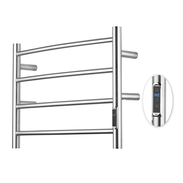 BLARALA Heated Towel Racks for Bathroom, Wall Mounted Electric Towel Warmer Racks with Timer & Temperature Control, 4 Bar Stainless Steel Towel Heater for Bathroom, Brushed Silver, Plug-in