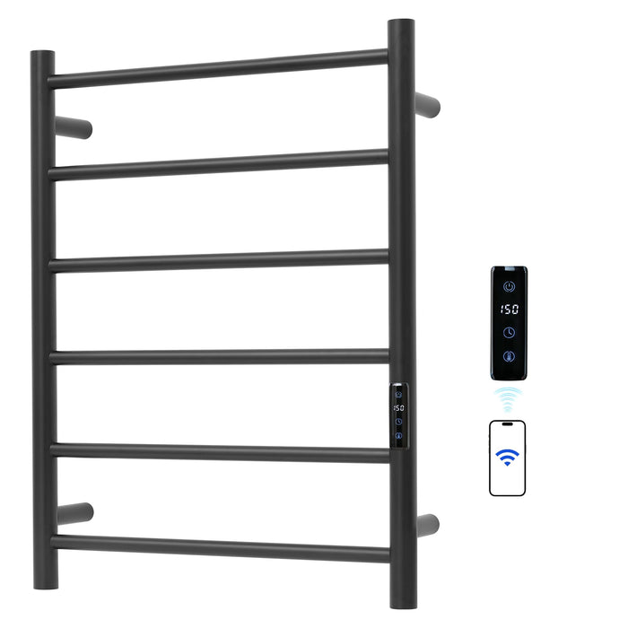 SHARNDY Electric Towel Rack with Voice Control for Alexa & Google Home,TUYA - Wall-Mounted Bathroom Heating Towel Warmer,Plug-in,Stainless Steel Material (Black with WiFi, 6 Bar)