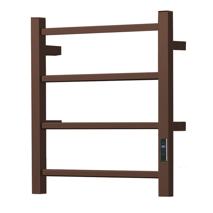 SHARNDY Towel Warmer with Built-in Timer Bathroom Wall Mounted Bath Towel Heater Plug-in Electric Heated Towel Rack Stainless Steel Curved Oil Rubbed Drying Rack 19.68x17.71x4.33 inches Orb