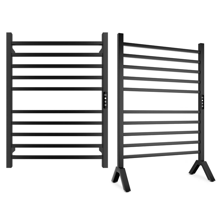 Poloma Wall Mounted & Freestanding Towel Warmer Rack for Bathrooms, Electric Heated Towel Rack Heater, Stainless Steel, Matt Black.