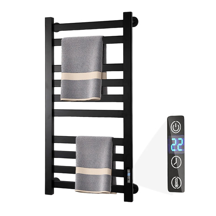 AyiDrmjj Heated Towel Rack for Bathroom Towel Warmer Racks Wall Mounted with Timer & Temperature Multi-Level Adjustments with 10 Bars for Bathroom Shower Hot Tub Spa(Black)