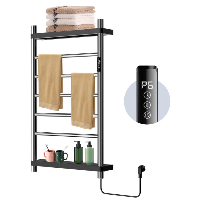 Towel Warmer Rack,Heated Towel Racks for Bathroom,Wall-Mounted Hot Towel Rack with LED Touch Display Timer and Temperature Control with 5 Electric Heated Stainless Steel Bars for Bathroom