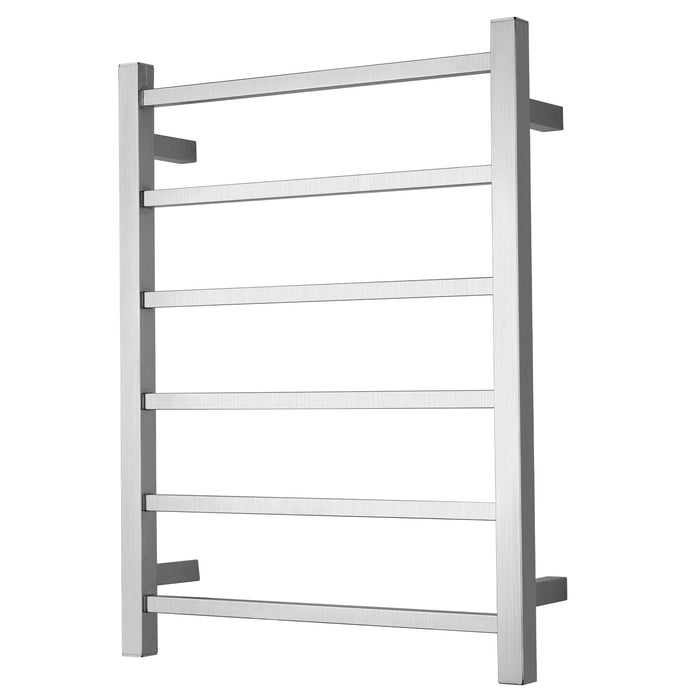 SHARNDY Towel Warmer Brushed Nickel for Bathroom Wall Mounted Bath Towel Heater Plug-in Square 6 Bars Drying Rack Stainless Steel Electric Heated Towel Rack 80W 27.48x21.57x2.17inches ETW13