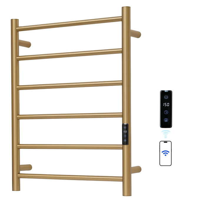 SHARNDY Electric Towel Rack with Voice Control for Alexa & Google Home,TUYA-Wall-Mounted Bathroom Heating Towel Warmer,Plug-in,26.77x20.47x4.39in,Stainless Steel Material,Gold,6 Bars
