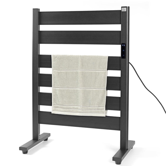Towel Warmer Rack, Heated Towel Racks for Bathroom, 6-Bar, Upgraded Extra-Wide Heating Area, Built-in Timer and Temperature Adjustment, Large Free-Standing Heated Towel Rack,Matte Black