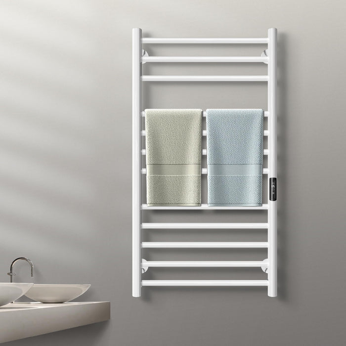 Poloma Wall Mounted Towel Warmer Rack for Bathrooms, Electric Heated Towel Rack Heater, Stainless Steel 12Bars White.