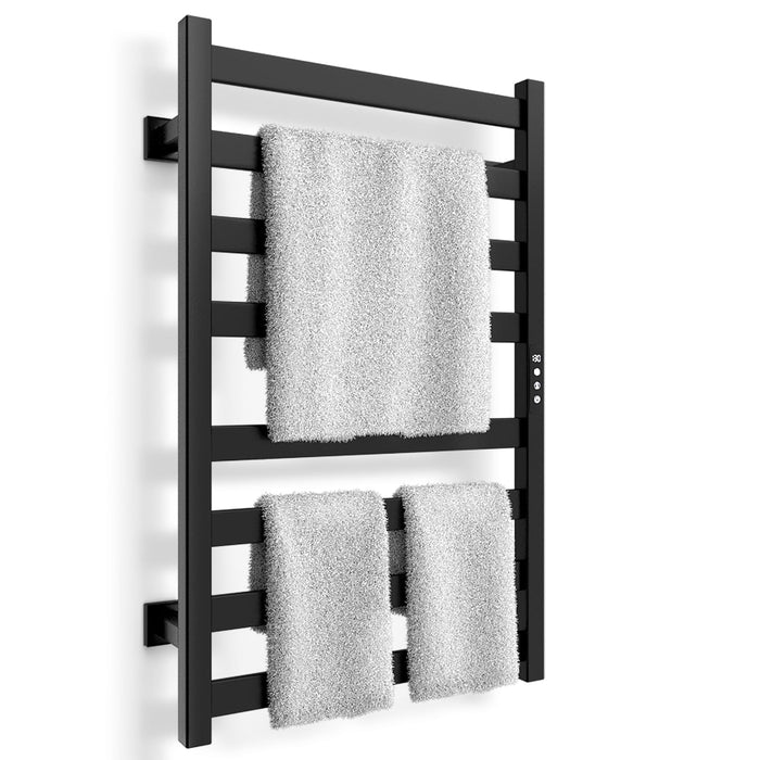 Colliford Towel Warmer, Towel Heater Rack for Bathroom, 8-bar Electric Towel Dryer Wall-Mounted Plug-in Bath Heater, 201 Stainless Steel Hot Towel Rack with Timer and Smart Temperature Control