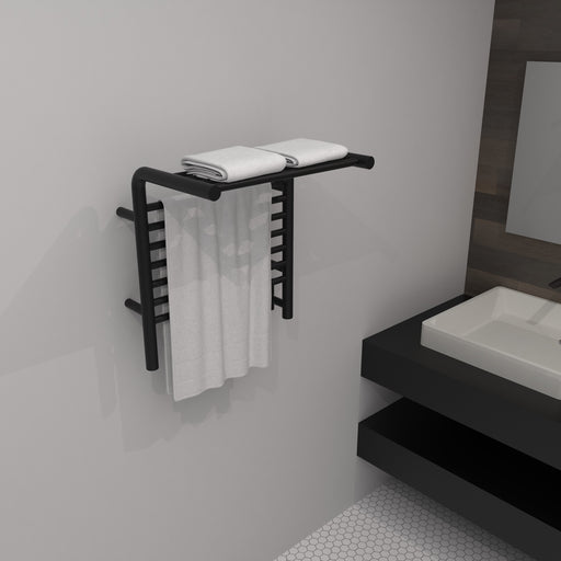 Amba Products Jeeves Collection MSMB Model M Shelf 11-Bar Hardwired Towel Warmer - 15.25 x 21.25 x 22.75 in. - Matte Black Finish