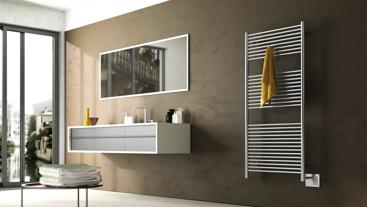 Amba Products Antus Collection A2856B 32-Bar Hardwired Towel Warmer - 4.375 x 31.5 x 58.375 in. - Brushed Finish