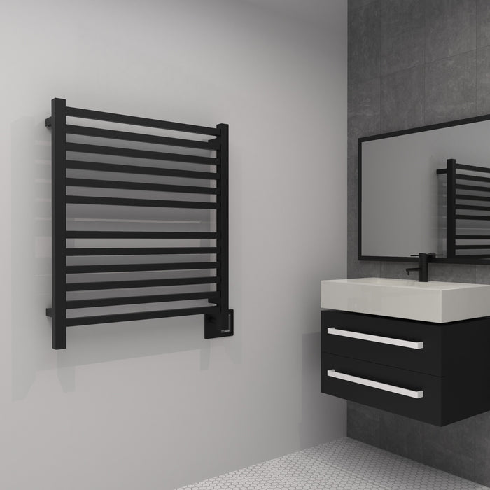 Amba Products Quadro Collection Q2833MB 12-Bar Hardwired Towel Warmer - 4.125 x 32.25 x 35.375 in. - Matte Black Finish