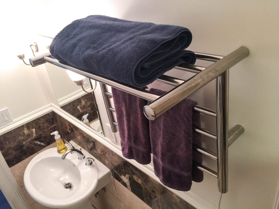 Amba Products Radiant Collection RSH-P Shelf 8-Bar Hardwired Towel Warmer - 14 x 24.375 x 19.125 in. - Polished Finish