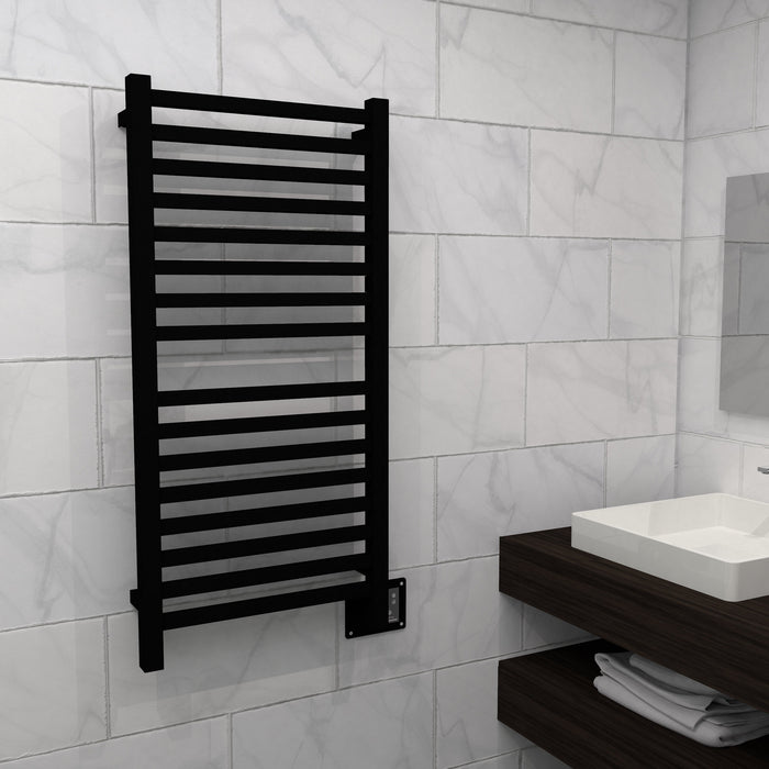 Amba Products Quadro Collection Q2042MB 16-Bar Hardwired Towel Warmer - 4.125 x 24.375 x 44.75 in. - Matte Black Finish