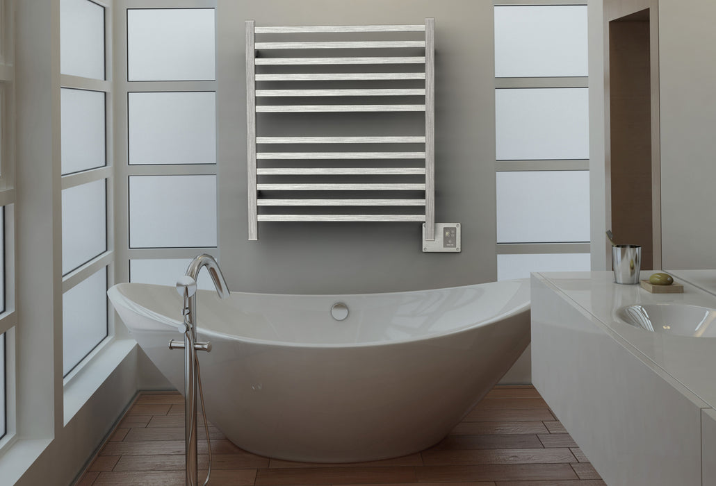 Amba Products Quadro Collection Q2833B 12-Bar Hardwired Towel Warmer - 4.125 x 32.25 x 35.375 in. - Brushed Finish