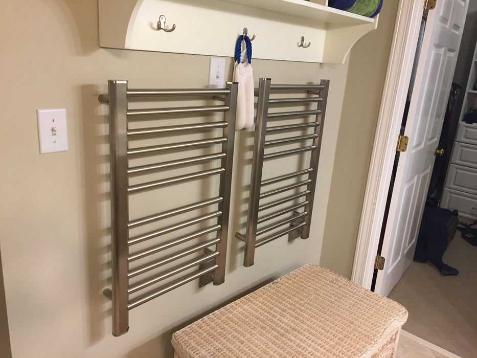 Amba Products Sirio Collection S2133B 12-Bar Hardwired Towel Warmer - 4 x 24.625 x 35.125 in. - Brushed Finish