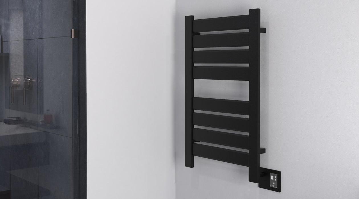 Amba Products Vega Collection V2338MB 8-Bar Hardwired Towel Warmer - 3.625 x 26.25 x 39 in. - Matte Black Finish