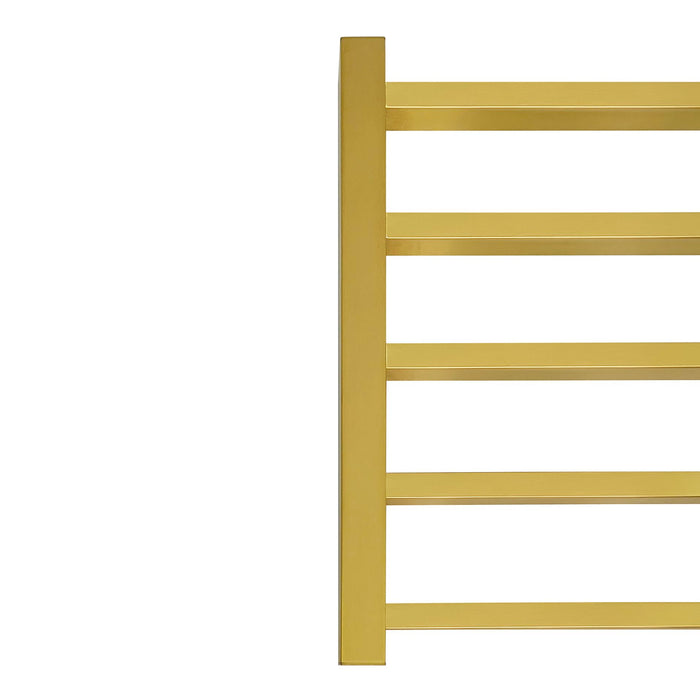 5 Bars Luxury Towel Warmers Wall Mounted Heated Towel Rack, Towel Warmer for Bathroom with Timer & Temperature Multi-Level Adjustable, Hardwired and Plug-in Compatible (Brushed Gold)