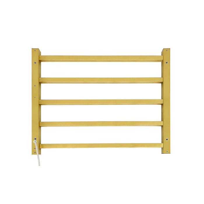 5 Bars Luxury Towel Warmers Wall Mounted Heated Towel Rack, Towel Warmer for Bathroom with Timer & Temperature Multi-Level Adjustable, Hardwired and Plug-in Compatible (Brushed Gold)