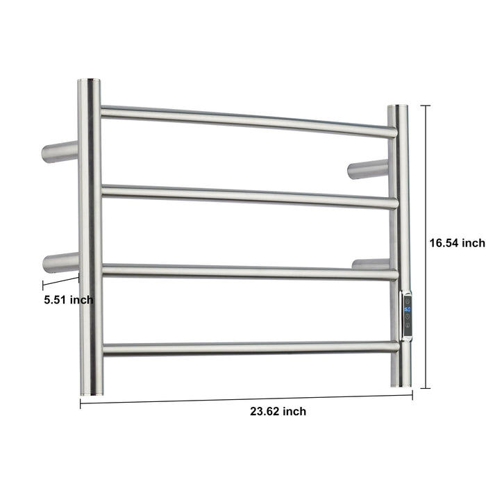 BLARALA Heated Towel Racks for Bathroom, Wall Mounted Electric Towel Warmer Racks with Timer & Temperature Control, 4 Bar Stainless Steel Towel Heater for Bathroom, Brushed Silver, Plug-in
