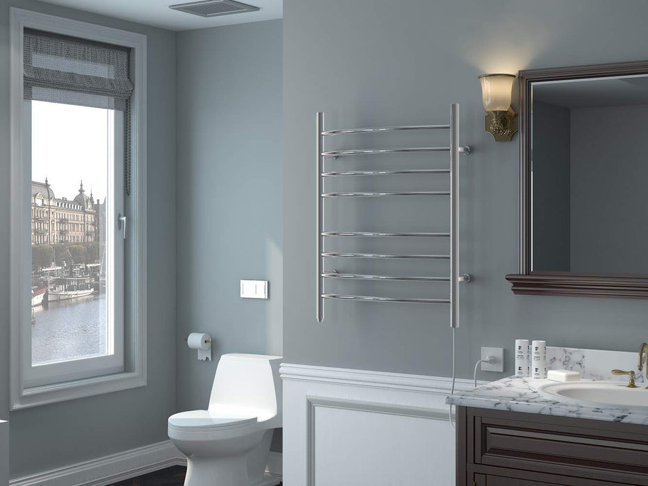 HEATGENE Towel Warmer 8 Bar Plug-in Curved Bath Towel Heater Towel Warmer for Bathroom Plug-in Drying Rack Brushed