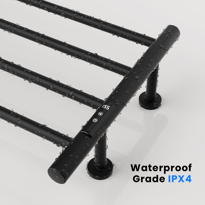POPFLY Heated Towel Rack, Wall Mounted Towel Warmer Racks, 4 Bar Small Electric Towel Warmer Rack for Bathroom with Timer and Temperature Control, Black
