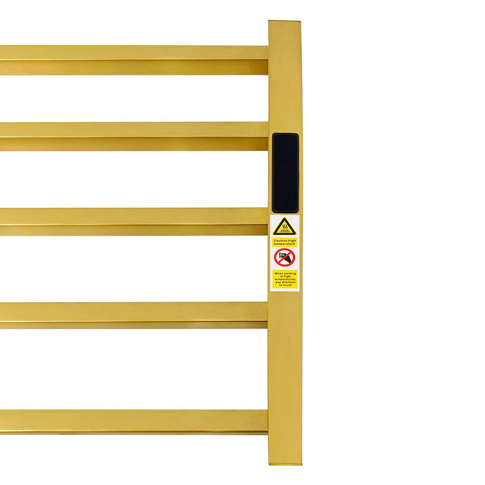 5 Bars Luxury Towel Warmers Wall Mounted Heated Towel Rack, Towel Warmer for Bathroom with Timer & Temperature Multi-Level Adjustable, Hardwired and Plug-in Compatible (Brushed Gold)