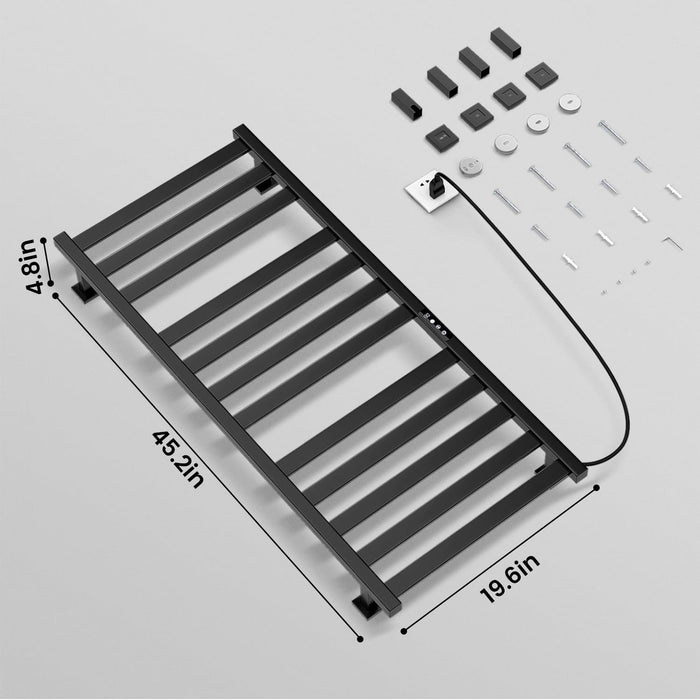 Colliford Towel Warmer,Stainless Steel Towel Warmer Rack for Bathroom 12 Bars Wall Mounted Towel Heater with Intelligent Touch Screen Timer, Hard Wired/Plug in, Black