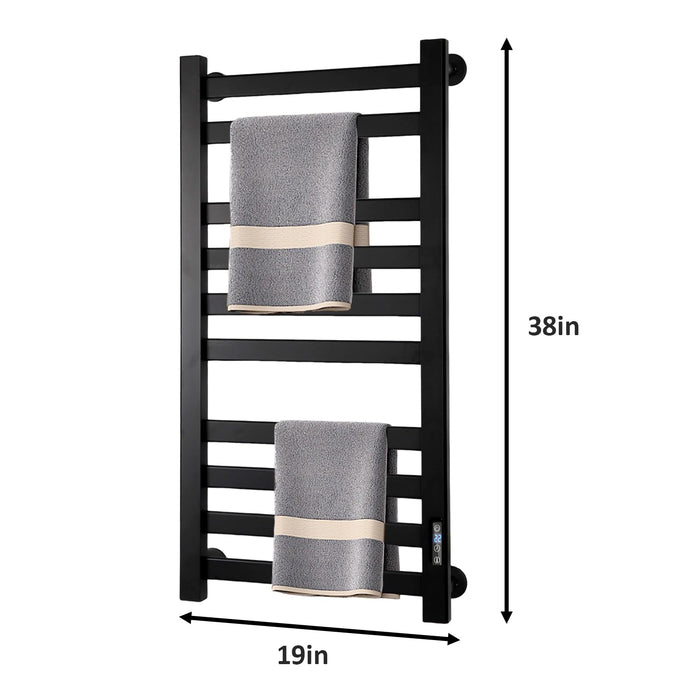 AyiDrmjj Heated Towel Rack for Bathroom Towel Warmer Racks Wall Mounted with Timer & Temperature Multi-Level Adjustments with 10 Bars for Bathroom Shower Hot Tub Spa(Black)