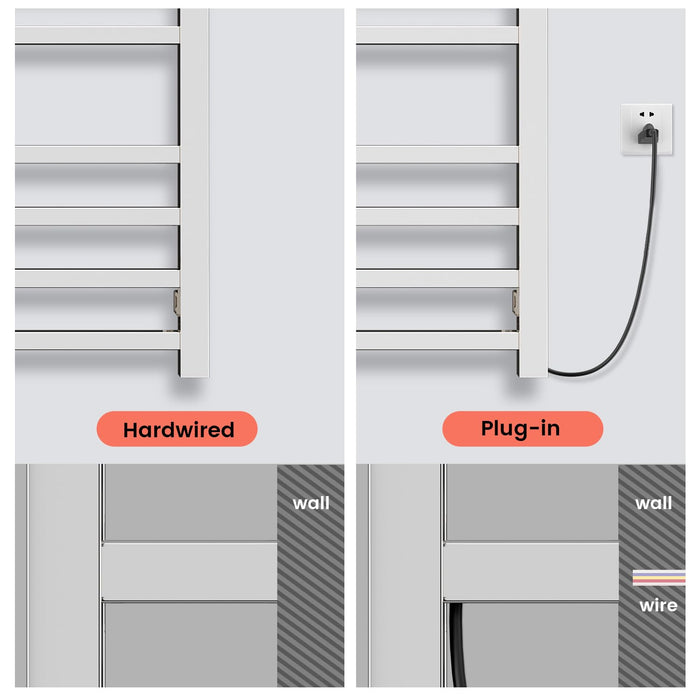 Colliford Towel Warmer,304 Stainless Steel Compact Towel Warmer Rack for Bathroom -10 Bars Wall Mounted Towel Heater with Intelligent Touch Screen Timer, Hard Wired/Plug-in, (Compact Design)
