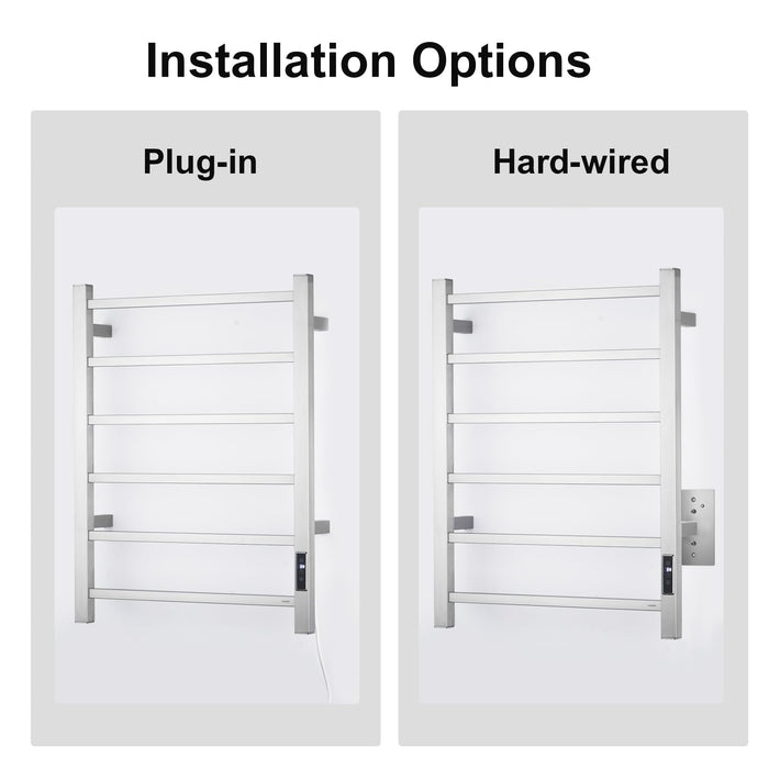 SHARNDY Electric Towel Warmer with Built-in Timer - Wall Mounted Heated Towel Rack Bathroom, Plug-in Design & Brushed Stainless Steel