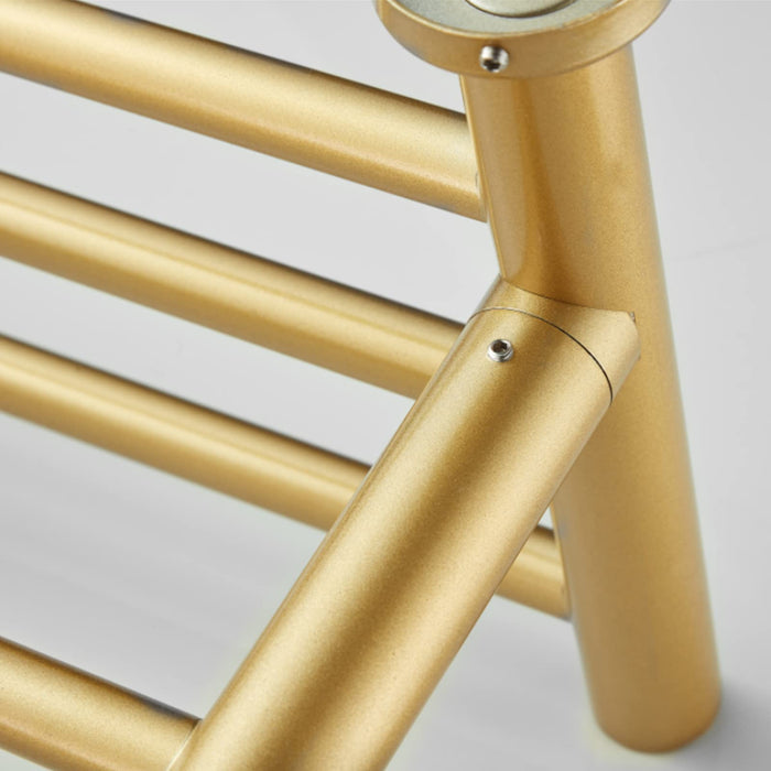 XMGJ Electric Towel Warmer Gold with Timer, 7 Bar Wall Mounted Heated Towel Rack for Bathroom, 304 Stainless Steel Heater Towel Rail with Top Shelf, Energy Efficient 70 W, 720*450*250Mm, Hardwiring