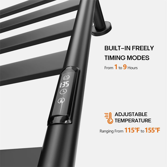 Poloma Paraheeter Towel Warmer, Heated Towel Rack, Towel Warmer Racks for Bathroom, Towel Dryer, Towel Heater, Wall Mounted, Matt Black.