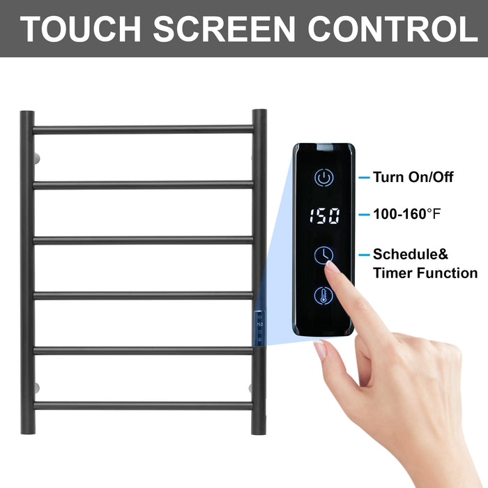 SHARNDY Electric Towel Rack with Voice Control for Alexa & Google Home,TUYA - Wall-Mounted Bathroom Heating Towel Warmer,Plug-in,Stainless Steel Material (Black with WiFi, 6 Bar)