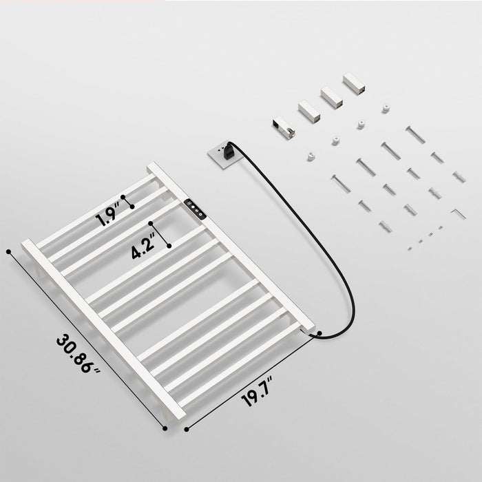 Colliford Towel Warmer,304 Stainless Steel Compact Towel Warmer Rack for Bathroom -10 Bars Wall Mounted Towel Heater with Intelligent Touch Screen Timer, Hard Wired/Plug-in, (Compact Design)