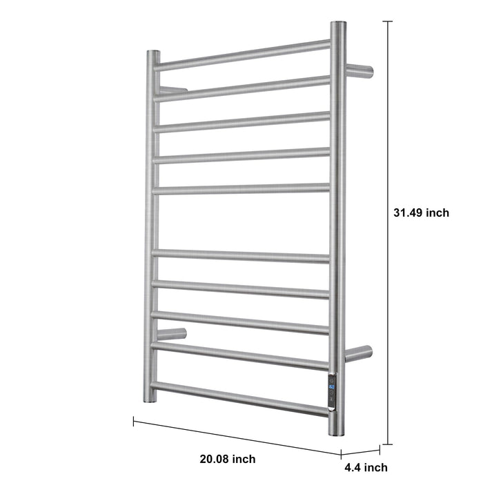 BLARALA Heated Towel Racks for Bathroom, Wall Mounted Electric Towel Warmer Racks with Timer & Temperature Control, 10 Bar Stainless Steel Towel Heater for Bathroom, Brushed Silver, Plug-in
