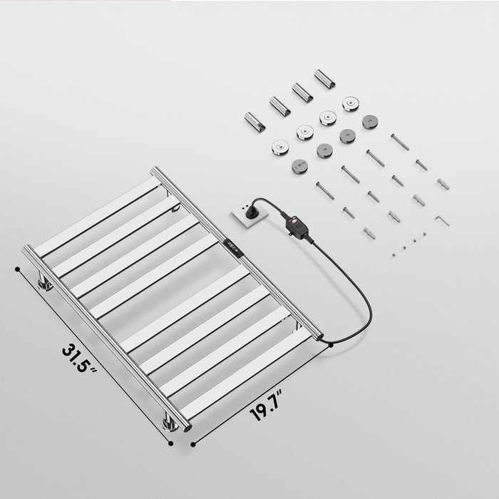 Colliford Towel Warmer,304 Stainless Steel Towel Warmer Rack for Bathroom -8 Bars Wall Mounted Towel Heater with Intelligent Touch Screen Timer, Hard Wired/Plug-in, Mirror Polished
