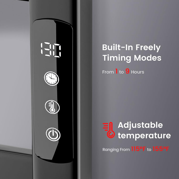 Colliford Towel Warmer,Stainless Steel Towel Warmer Rack for Bathroom -12 Bars Wall Mounted Towel Heater with Intelligent Touch Screen Timer, Hard Wired/Plug-in, Black