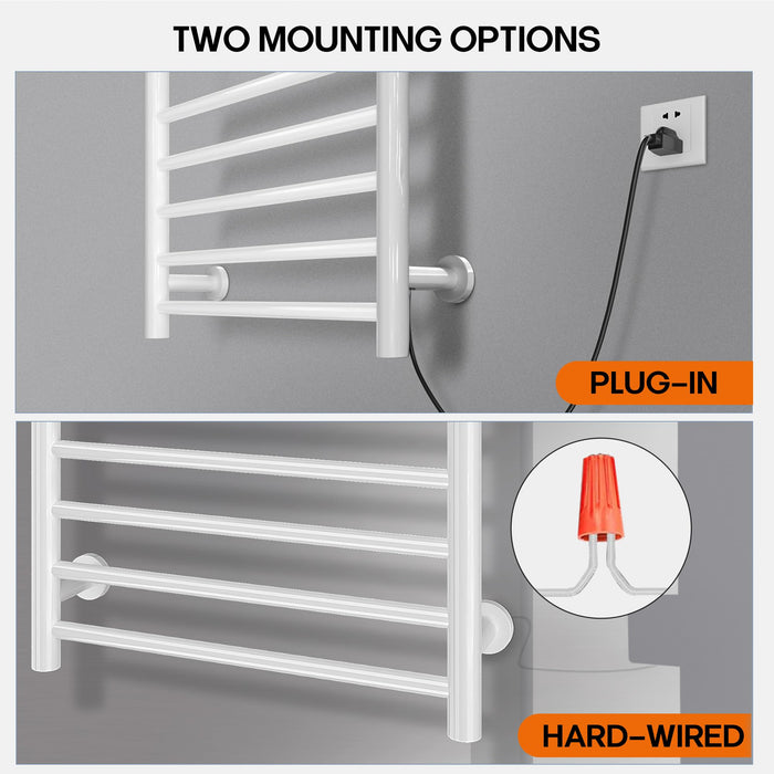 Poloma Wall Mounted Towel Warmer Rack for Bathrooms, Electric Heated Towel Rack Heater, Stainless Steel 12Bars White.