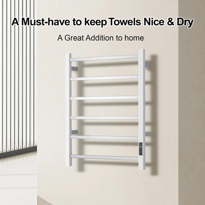 SHARNDY Electric Towel Warmer with Built-in Timer - Wall Mounted Heated Towel Rack Bathroom, Plug-in Design & Brushed Stainless Steel