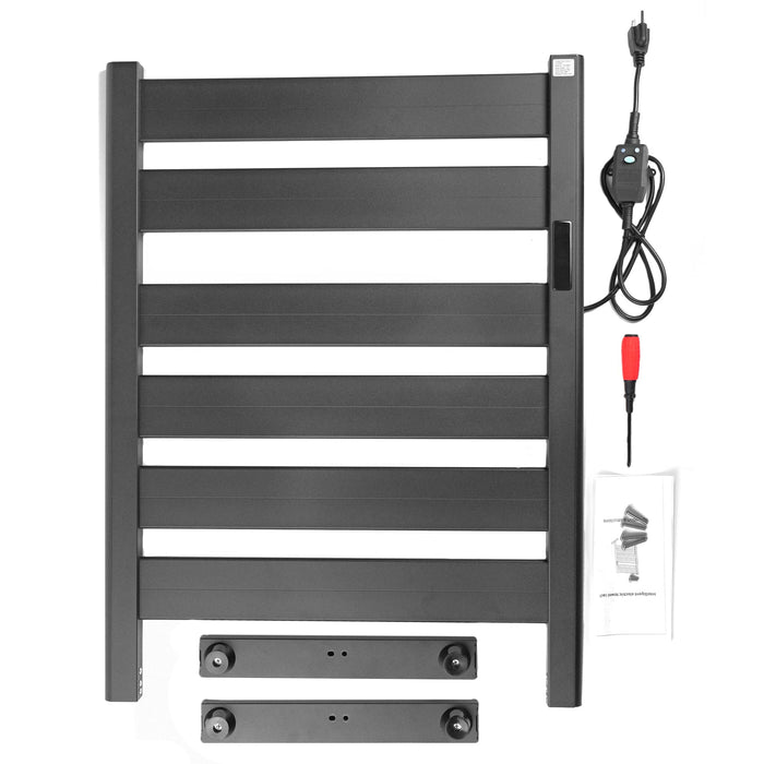 Towel Warmer Rack, Heated Towel Racks for Bathroom, 6-Bar, Upgraded Extra-Wide Heating Area, Built-in Timer and Temperature Adjustment, Large Free-Standing Heated Towel Rack，Matte Black