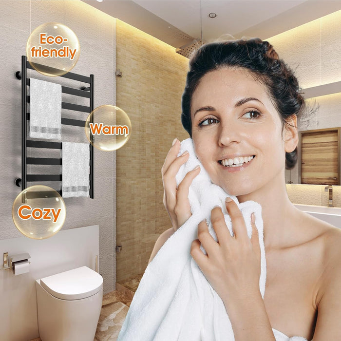 Poloma Paraheeter Towel Warmer, Heated Towel Rack, Towel Warmer Racks for Bathroom, Towel Dryer, Towel Heater, Wall Mounted, Matt Black.