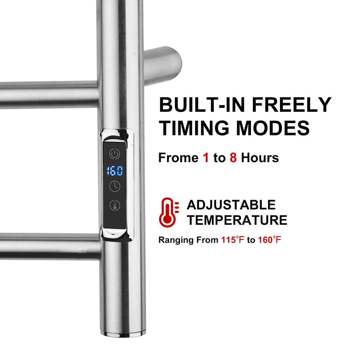 BLARALA Heated Towel Racks for Bathroom, Wall Mounted Electric Towel Warmer Racks with Timer & Temperature Control, 10 Bar Stainless Steel Towel Heater for Bathroom, Brushed Silver, Plug-in