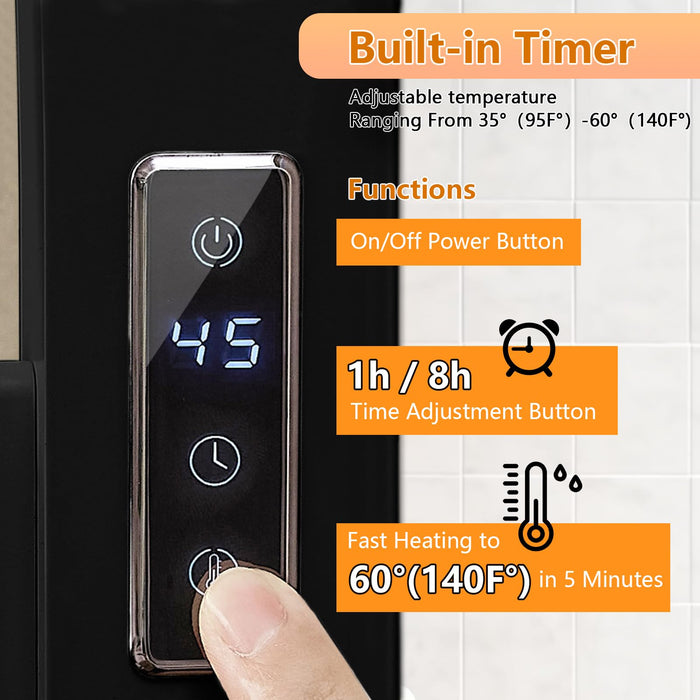 Towel Warmer Rack, Heated Towel Rack for Bathroom,Wall-Mounted Plug (Not Hardwired), Aluminum Alloy, with Timer and Temperature Adjustment, Overheat Protection Function(Small Black)
