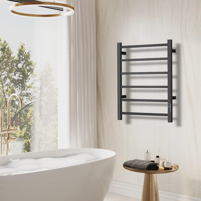 SHARNDY Towel Warmer with Built-in Timer for Bathroom Wall Mounted Bath Towel Heater Plug-in Electric Heated Towel Rack Black ETW13S